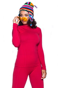 Women's EXTREME WOOL thermo warming long sleeve in the bright and bold colour raspberry. Available with matching high-waisted leggings