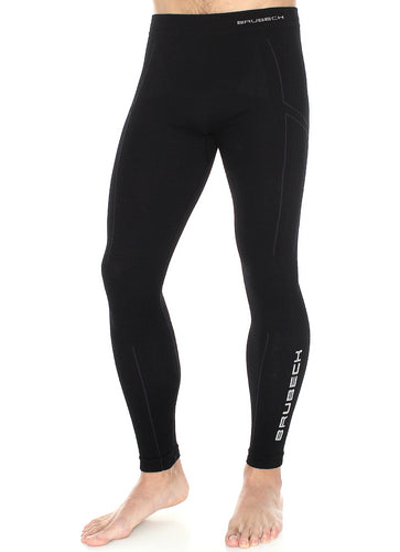 Men's full-length EXTREME WOOL fitted base layer tights in the colour black