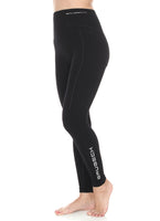 Women's warming EXTREME WOOL thermo full-length leggings. In the colour black, these high-waisted leggings feature grey shape enhancing lines down the side of the garment