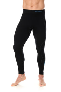 Men's full length THERMO fitted leggings in black. With 3D knitted mesh for increased air flow and ventilation