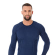Load image into Gallery viewer, Men&#39;s ACTIVE WOOL long sleeve top. Pictured in a rich and bold navy blue and paired with matching briefs