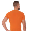 Load image into Gallery viewer, Men&#39;s orange 3D RUN PRO short-sleeved t-shirt. The fitted base layer features the logo centred on the chest, and black trim around the neck