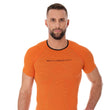 Load image into Gallery viewer, Men&#39;s Short sleeve 3D RUN PRO orange top with black trim around the neck The fitted top has 3D honeycomb mesh for added moisture absorption &amp; breathability