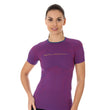 Load image into Gallery viewer, Women&#39;s 3D Run Pro short sleeve t-shirt. Sleek fitted purple garment designed custom for the female body.  