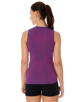 Women's 3D run pro purple tank-top. The difference in textile colours shows the body-mapped technology to provide increased ventilation and moisture regulation built right into the top.