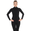 Load image into Gallery viewer, Women&#39;s EXTREME WOOL warming long-sleeve coloured black with matching EXTREME WOOL leggings. The BRUBECK logo appears in white on the neck  and on the left sleeve in white