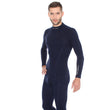 Load image into Gallery viewer, Men&#39;s EXTREME WOOL navy blue long-sleeve shirt paired with matching fitted athletic  tights for immense moisture wicking and temperature controlled bliss